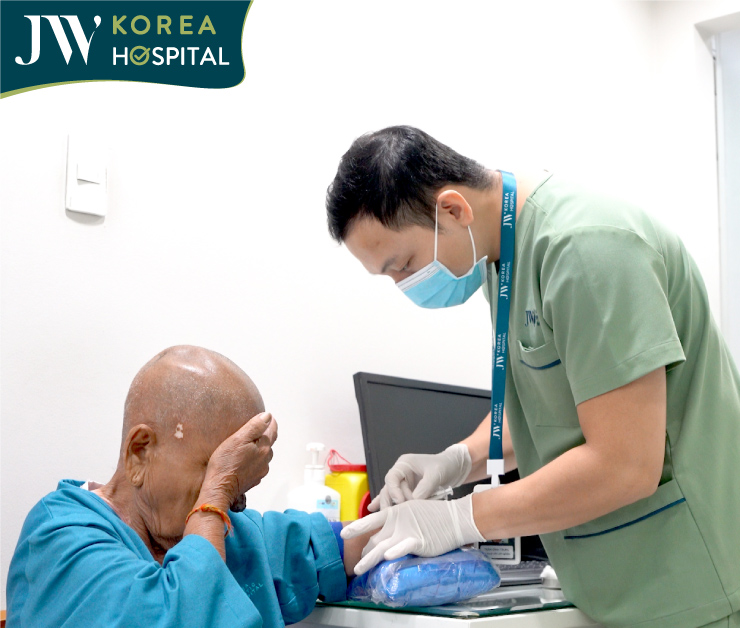 sư bà xét nghiệm máu